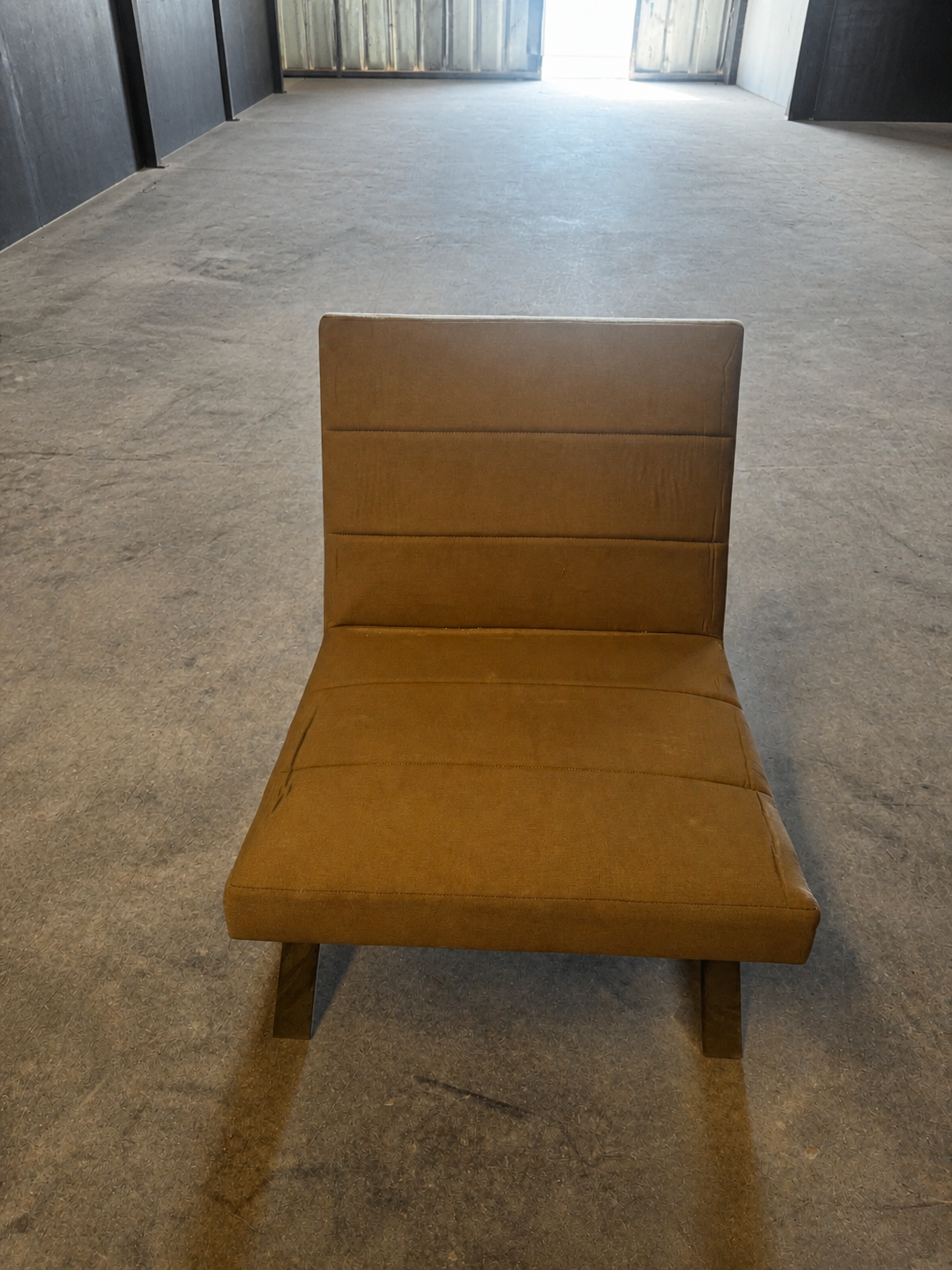 Lounge Chair — Tan Fabric, Dark Wood Legs