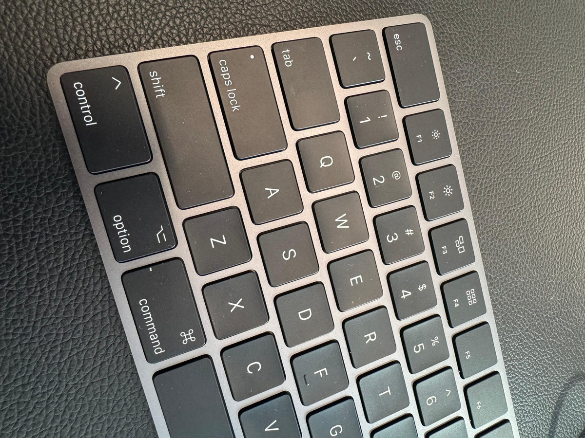 Full-size Mac-layout keyboard left-side detail