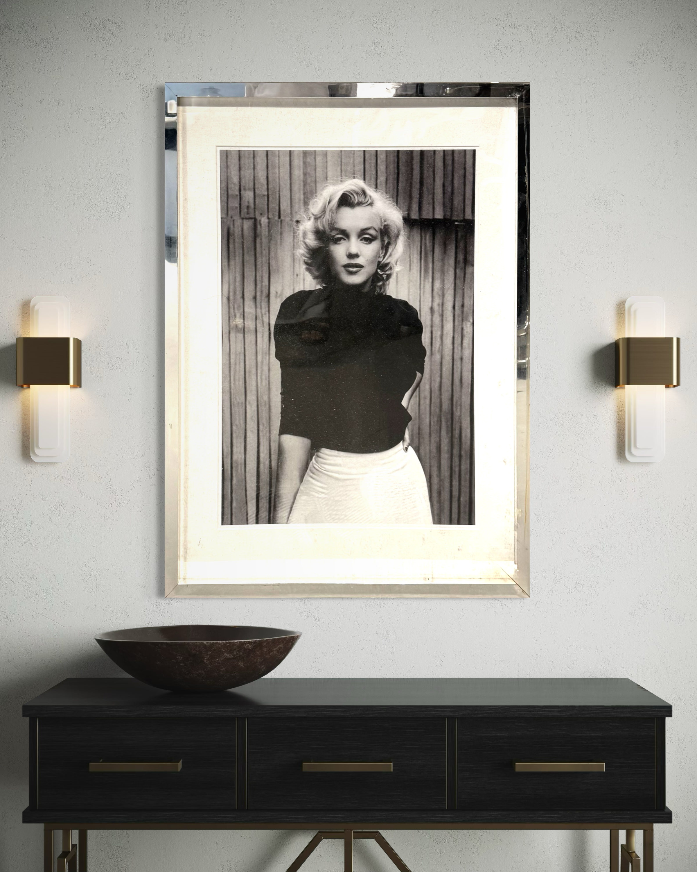 Framed Black & White Portrait Print — Classic Pose