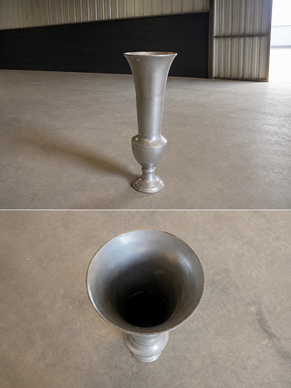 Tall Metal Urn Vase — Silver