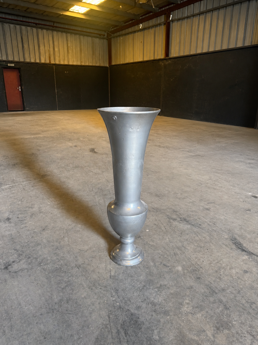 Tall Metal Urn Vase — Silver